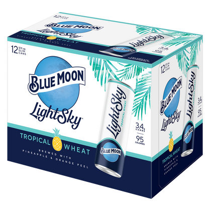 Blue Moon Light Sky Tropical Wheat 12pk 12oz Can 4.0% ABV – BevMo Blue Moon Light Sky Tropical Wheat 12pk 12oz Can 4.0% ABV – BevMo