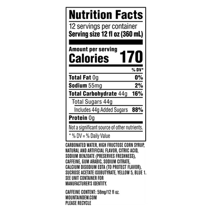 Mountain Dew Baja Blast 12pk 12oz Can