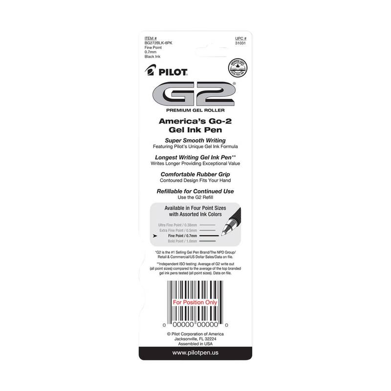 Pilot G2 Premium Gel Pen, Retractable, Fine 0.7 Mm, 2pk