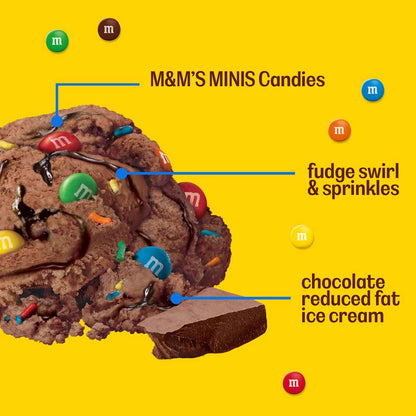 M&M'S Chocolate Ice Cream with M&M'S Minis Candies, Chocolate Fudge Swirls and Rainbow Sprinkles, 14 Oz
