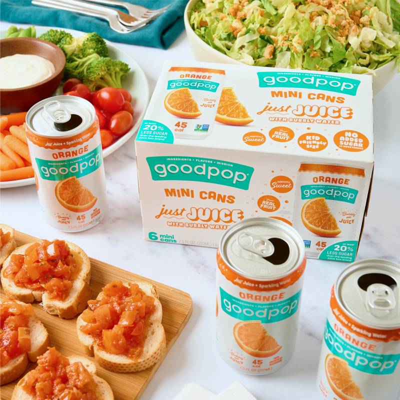 GoodPop Orange Juice Bubbly Water Water 6pk Mini Can