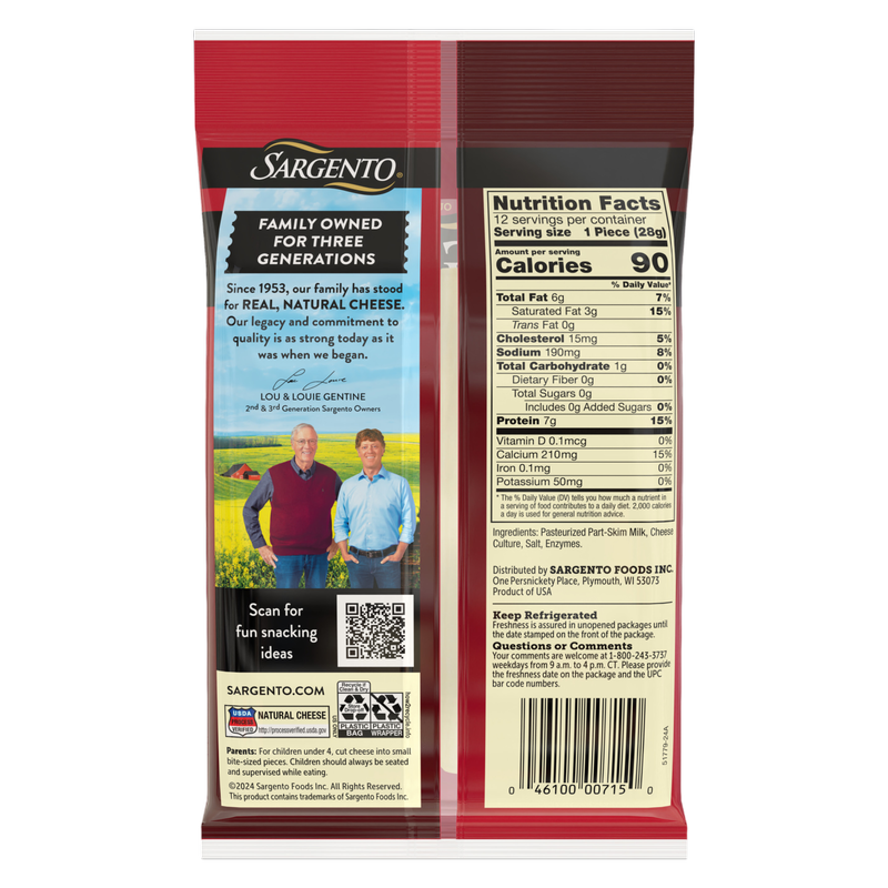 Sargento Part-Skim Mozzarella String Cheese - 12ct/12oz