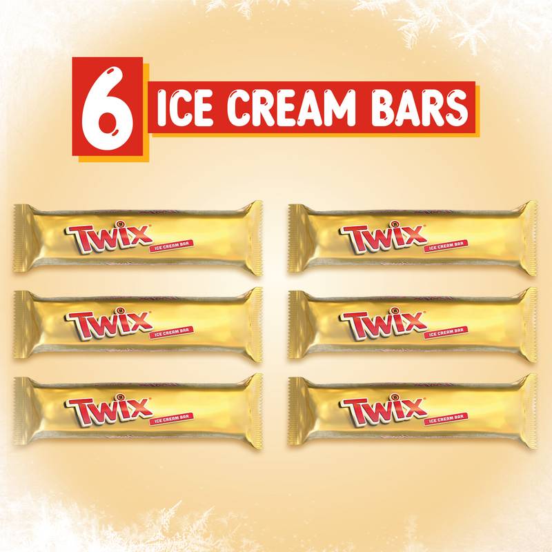TWIX Caramel Vanilla Milk Chocolate Ice Cream Bars, 6 Pack, 1.93 Oz Bars