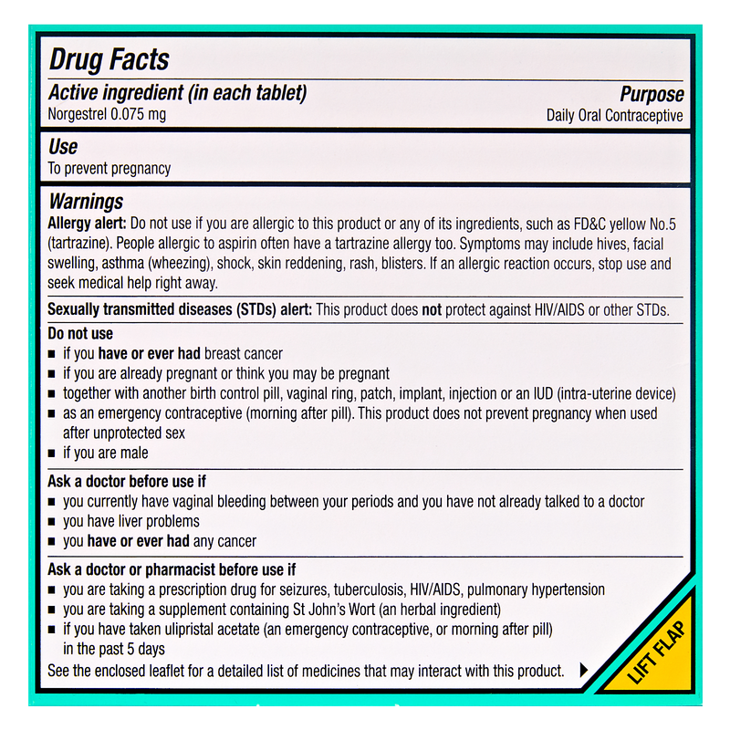 Opill Daily Oral Contraceptive Tablets