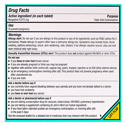 Opill Daily Oral Contraceptive Tablets