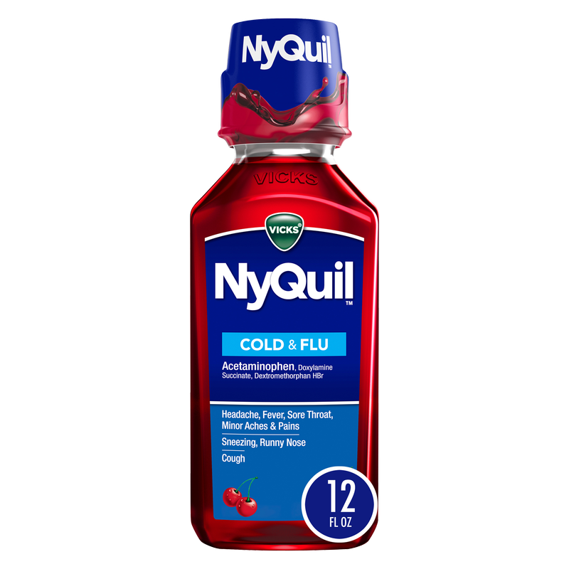 Vicks NyQuil Cold & Flu Nighttime Relief Cherry Liquid 12oz
