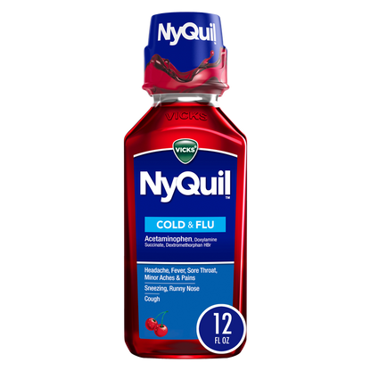 Vicks NyQuil Cold & Flu Nighttime Relief Cherry Liquid 12oz