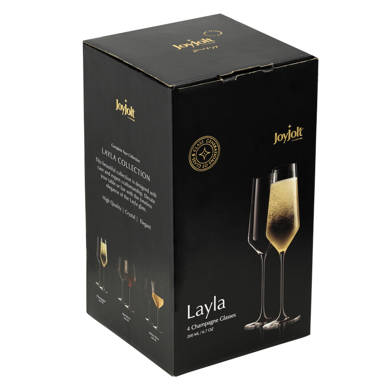 Layla Crystal Champagne Glasses 6.7oz 4pk