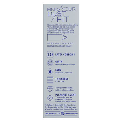 Durex Air Extra Thin Regular Fit Condoms 10 Ct
