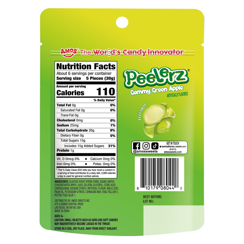 Amos Peelerz Gummy Green Apple, 6 oz – BevMo! Washington