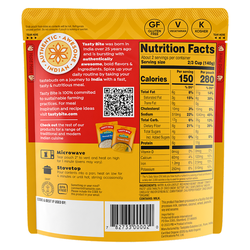 Tasty Bite Organic Madras Lentils 10oz