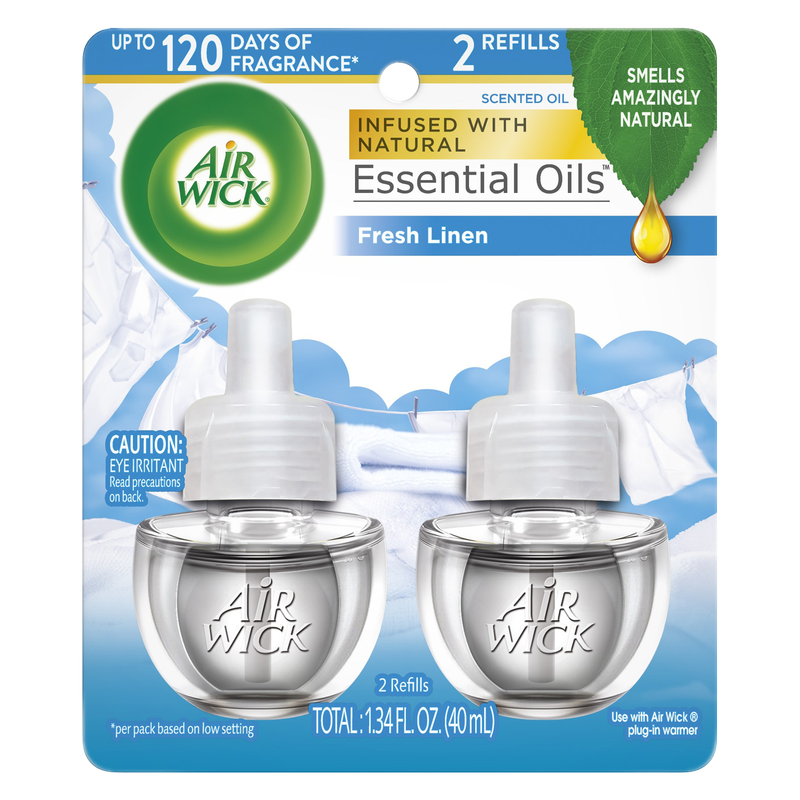 Air Wick Essential Oils Fresh Linen Scented Oil Twin Refill .67oz