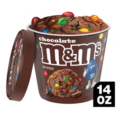 M&M'S Chocolate Ice Cream with M&M'S Minis Candies, Chocolate Fudge Swirls and Rainbow Sprinkles, 14 Oz