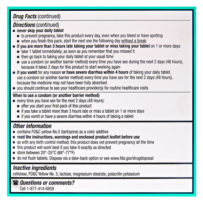 Opill Daily Oral Contraceptive Tablets