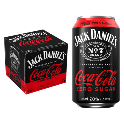 Jack Daniel's & Coke Zero 4pk 355ml Can 7% ABV – BevMo! Washington