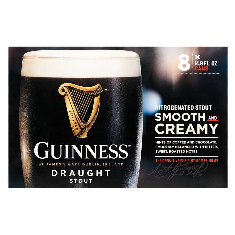 Guinness Draught Stout 8pk 14.9oz Can 4.2% ABV – BevMo! Washington