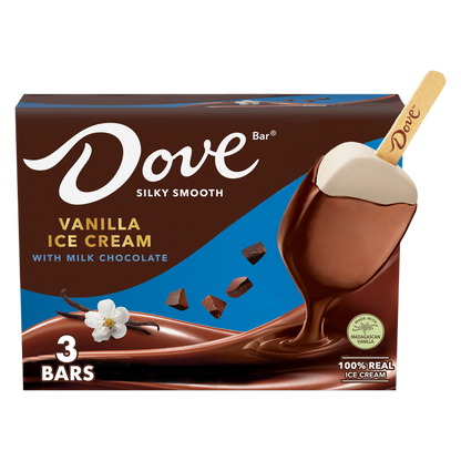 Dove Vanilla Ice Cream Bars Coated With Milk Chocolate, 3 Pack, 2.89 Oz Bars