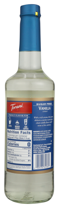 Torani Sugar Free Vanilla Syrup 750mL Btl