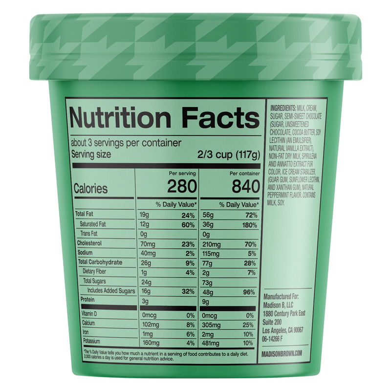 Madison Brown Mint Chocolate Chip Ice Cream 16oz
