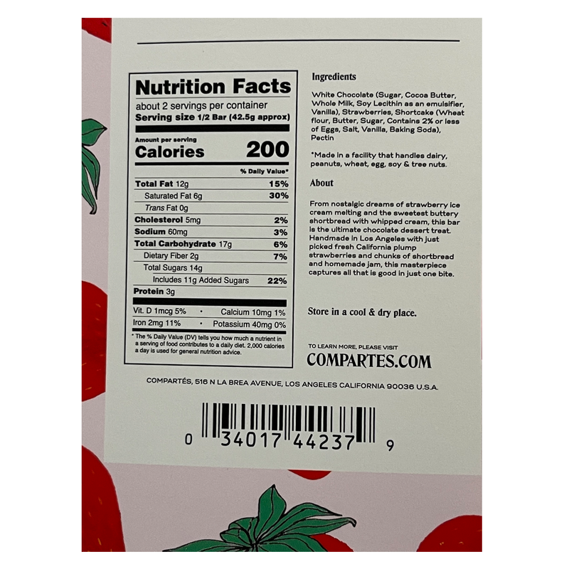 Compartés Strawberry Shortcake Chocolate Bar 3oz
