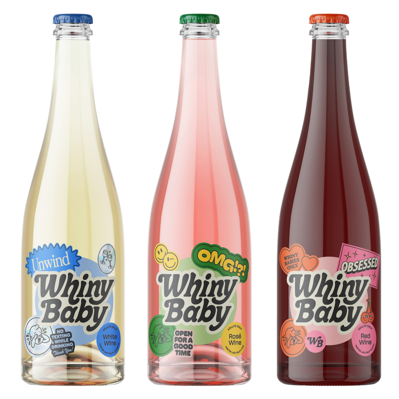 Whiny Baby Fizzy Rose, Red Wine, and White Wine Blend Bundle 750ml – BevMo!