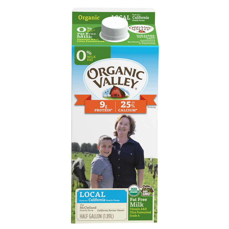 Organic Valley Fat Free Milk 1/2 Gallon CA