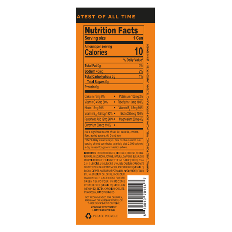 G.O.A.T. Fuel Mango Passionfruit Energy Drink 12oz Can