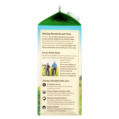 Organic Valley Fat Free Milk 1/2 Gallon CA