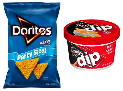 Doritos Cool Ranch Tortilla Chips 14.5oz & Doritos Spicy Nacho Dip 10oz